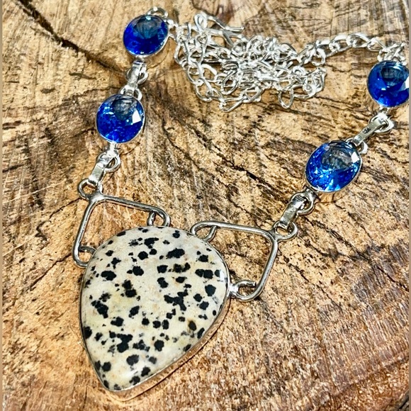 Spotty Dalmation Jasper Pendant Necklace - Picture 4 of 12